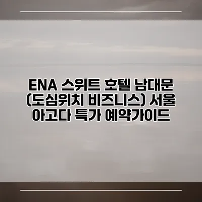 ENA 스위트 호텔 남대문 (도심위치 비즈니스) 서울 아고다 특가 예약가이드