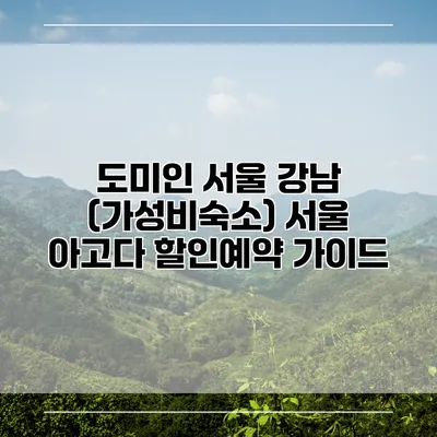 도미인 서울 강남 (가성비숙소) 서울 아고다 할인예약 가이드