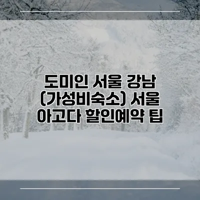 도미인 서울 강남 (가성비숙소) 서울 아고다 할인예약 팁