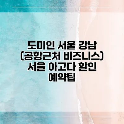 도미인 서울 강남 (공항근처 비즈니스) 서울 아고다 할인 예약팁