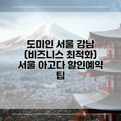 도미인 서울 강남 (비즈니스 최적화) 서울 아고다 할인예약 팁