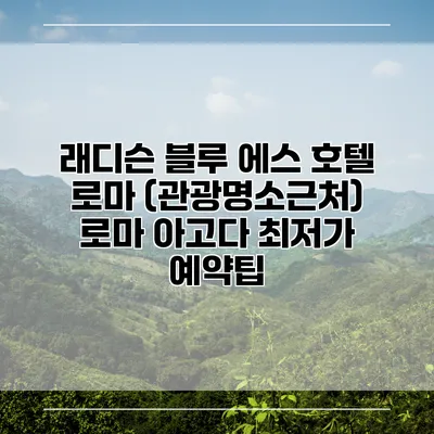 래디슨 블루 에스 호텔 로마 (관광명소근처) 로마 아고다 최저가 예약팁