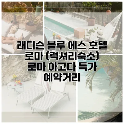 래디슨 블루 에스 호텔 로마 (럭셔리숙소) 로마 아고다 특가 예약거리
