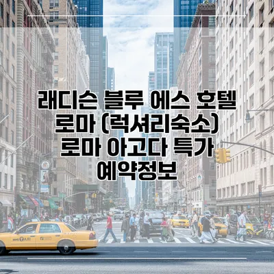 래디슨 블루 에스 호텔 로마 (럭셔리숙소) 로마 아고다 특가 예약정보