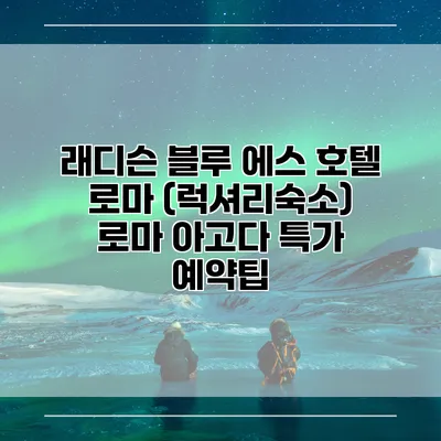 래디슨 블루 에스 호텔 로마 (럭셔리숙소) 로마 아고다 특가 예약팁