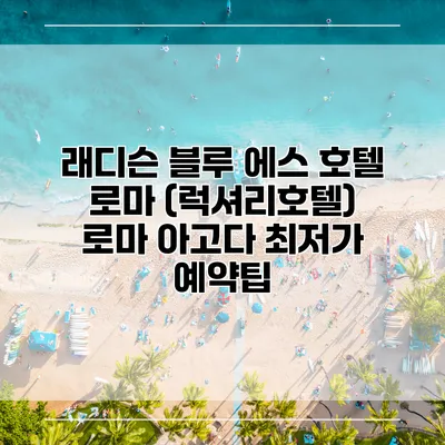 래디슨 블루 에스 호텔 로마 (럭셔리호텔) 로마 아고다 최저가 예약팁