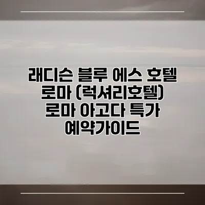 래디슨 블루 에스 호텔 로마 (럭셔리호텔) 로마 아고다 특가 예약가이드