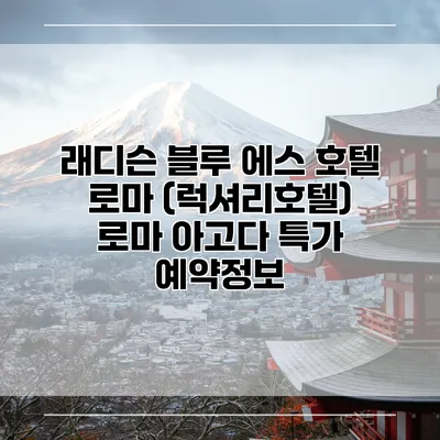 래디슨 블루 에스 호텔 로마 (럭셔리호텔) 로마 아고다 특가 예약정보