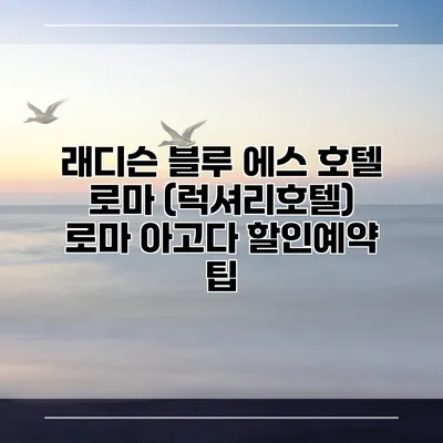 래디슨 블루 에스 호텔 로마 (럭셔리호텔) 로마 아고다 할인예약 팁