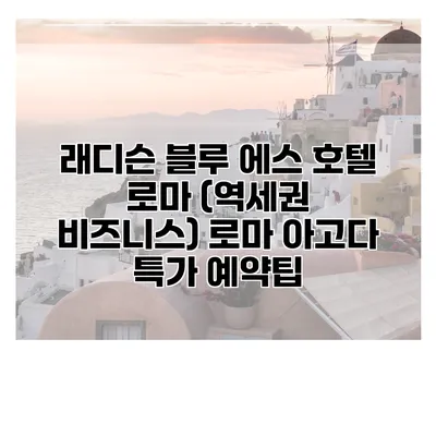 래디슨 블루 에스 호텔 로마 (역세권 비즈니스) 로마 아고다 특가 예약팁