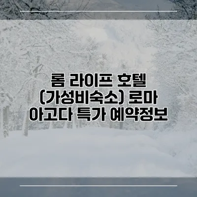 롬 라이프 호텔 (가성비숙소) 로마 아고다 특가 예약정보