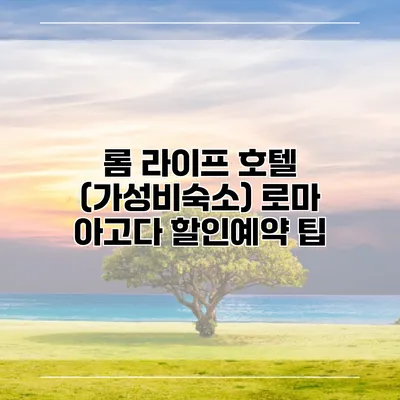 롬 라이프 호텔 (가성비숙소) 로마 아고다 할인예약 팁