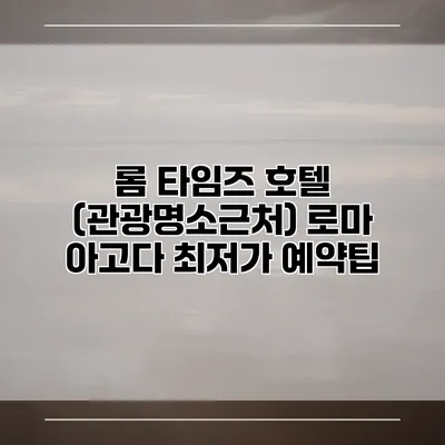 롬 타임즈 호텔 (관광명소근처) 로마 아고다 최저가 예약팁