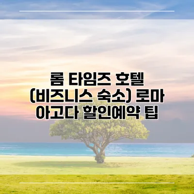 롬 타임즈 호텔 (비즈니스 숙소) 로마 아고다 할인예약 팁