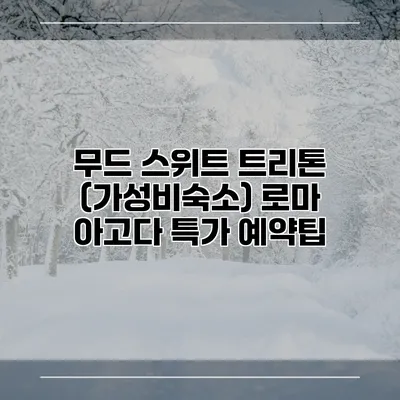 무드 스위트 트리톤 (가성비숙소) 로마 아고다 특가 예약팁