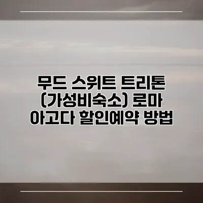 무드 스위트 트리톤 (가성비숙소) 로마 아고다 할인예약 방법