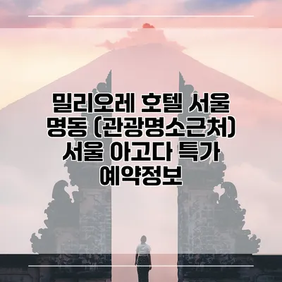밀리오레 호텔 서울 명동 (관광명소근처) 서울 아고다 특가 예약정보