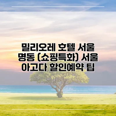 밀리오레 호텔 서울 명동 (쇼핑특화) 서울 아고다 할인예약 팁