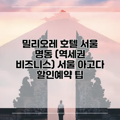 밀리오레 호텔 서울 명동 (역세권 비즈니스) 서울 아고다 할인예약 팁