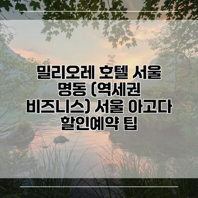 밀리오레 호텔 서울 명동 (역세권 비즈니스) 서울 아고다 할인예약 팁