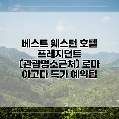 베스트 웨스턴 호텔 프레지던트 (관광명소근처) 로마 아고다 특가 예약팁