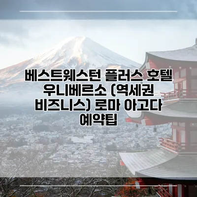 베스트웨스턴 플러스 호텔 우니베르소 (역세권 비즈니스) 로마 아고다 예약팁