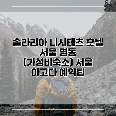 솔라리아 니시테츠 호텔 서울 명동 (가성비숙소) 서울 아고다 예약팁