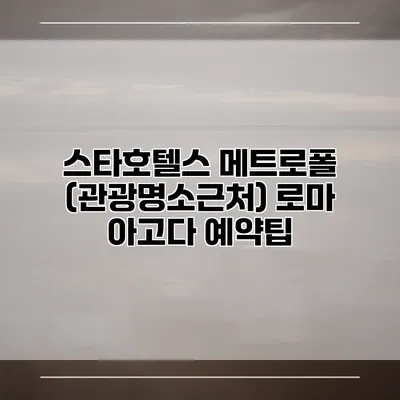 스타호텔스 메트로폴 (관광명소근처) 로마 아고다 예약팁