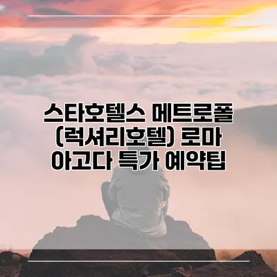 스타호텔스 메트로폴 (럭셔리호텔) 로마 아고다 특가 예약팁