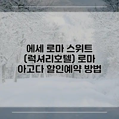 에세 로마 스위트 (럭셔리호텔) 로마 아고다 할인예약 방법