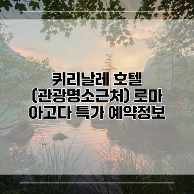 퀴리날레 호텔 (관광명소근처) 로마 아고다 특가 예약정보