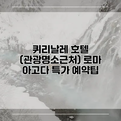 퀴리날레 호텔 (관광명소근처) 로마 아고다 특가 예약팁