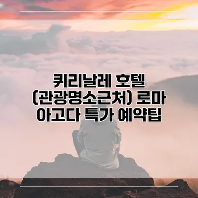 퀴리날레 호텔 (관광명소근처) 로마 아고다 특가 예약팁