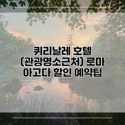 퀴리날레 호텔 (관광명소근처) 로마 아고다 할인 예약팁