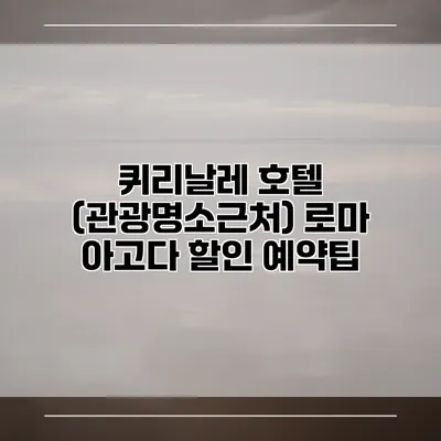 퀴리날레 호텔 (관광명소근처) 로마 아고다 할인 예약팁
