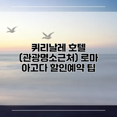퀴리날레 호텔 (관광명소근처) 로마 아고다 할인예약 팁