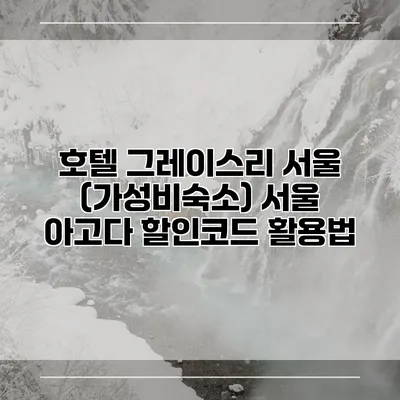 호텔 그레이스리 서울 (가성비숙소) 서울 아고다 할인코드 활용법