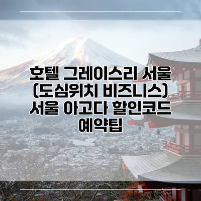 호텔 그레이스리 서울 (도심위치 비즈니스) 서울 아고다 할인코드 예약팁