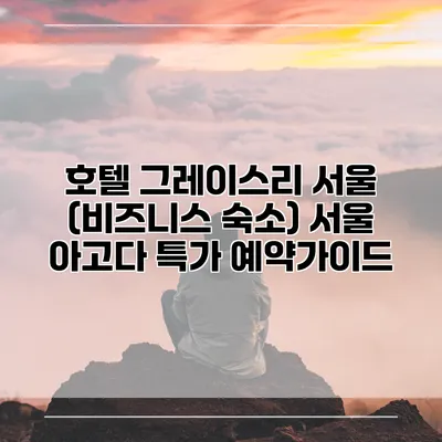 호텔 그레이스리 서울 (비즈니스 숙소) 서울 아고다 특가 예약가이드