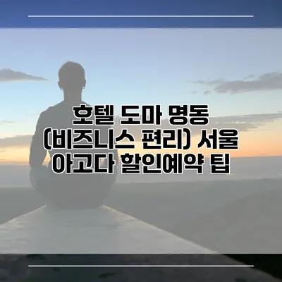 호텔 도마 명동 (비즈니스 편리) 서울 아고다 할인예약 팁