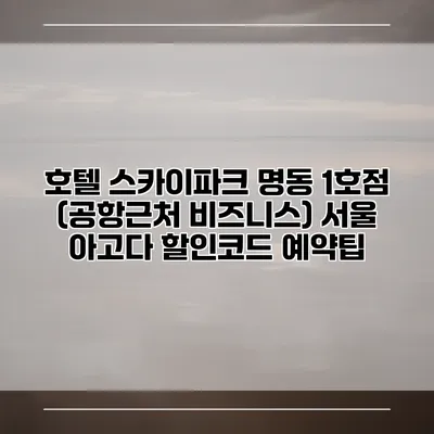 호텔 스카이파크 명동 1호점 (공항근처 비즈니스) 서울 아고다 할인코드 예약팁