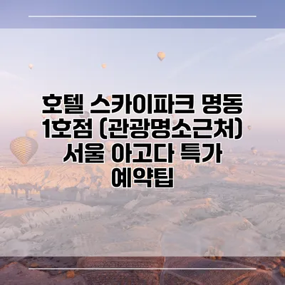 호텔 스카이파크 명동 1호점 (관광명소근처) 서울 아고다 특가 예약팁