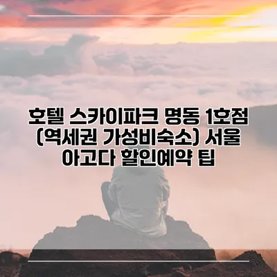 호텔 스카이파크 명동 1호점 (역세권 가성비숙소) 서울 아고다 할인예약 팁