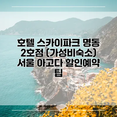 호텔 스카이파크 명동 2호점 (가성비숙소) 서울 아고다 할인예약 팁