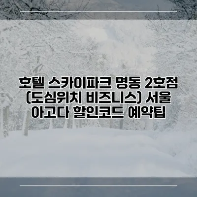 호텔 스카이파크 명동 2호점 (도심위치 비즈니스) 서울 아고다 할인코드 예약팁
