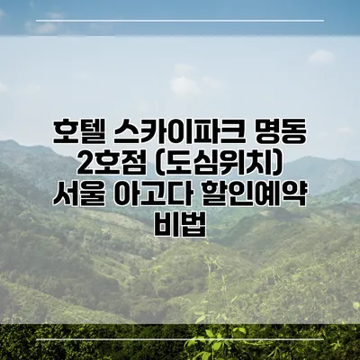 호텔 스카이파크 명동 2호점 (도심위치) 서울 아고다 할인예약 비법