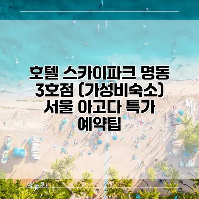 호텔 스카이파크 명동 3호점 (가성비숙소) 서울 아고다 특가 예약팁