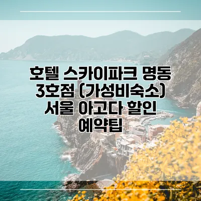 호텔 스카이파크 명동 3호점 (가성비숙소) 서울 아고다 할인 예약팁