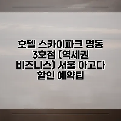 호텔 스카이파크 명동 3호점 (역세권 비즈니스) 서울 아고다 할인 예약팁