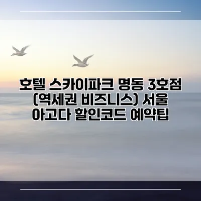 호텔 스카이파크 명동 3호점 (역세권 비즈니스) 서울 아고다 할인코드 예약팁